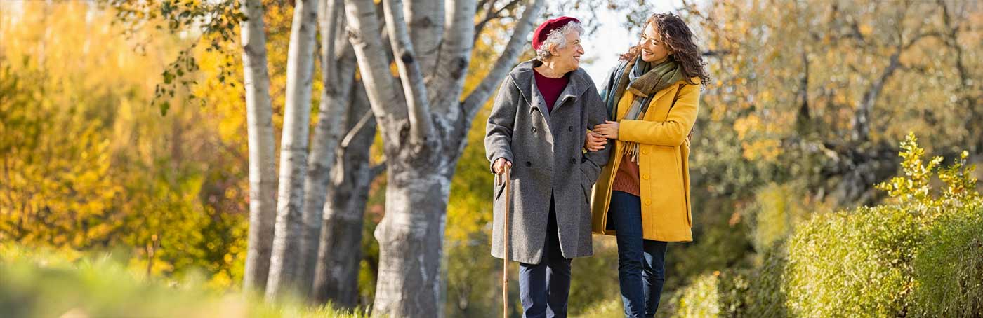 two women walking together